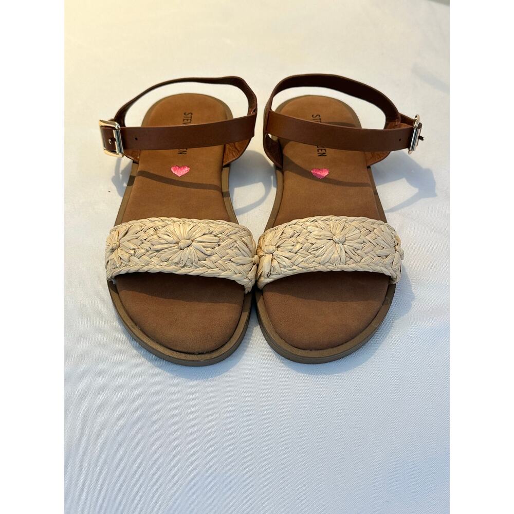 SOLD STEVE MADDEN KIDS' THEA RAFFIA SANDALS SIZE 13 NWOT TAN